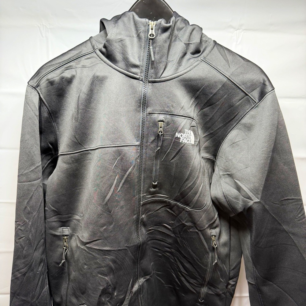 The North Face Apex Risor Hooded Jacket Men M Black WindWall Softshell Fleece